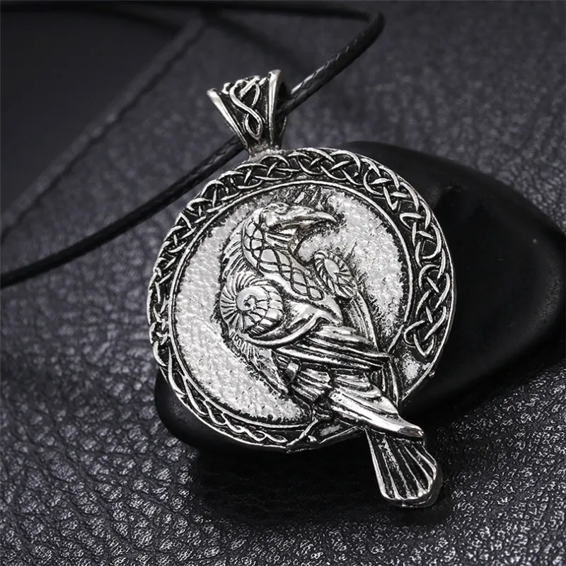 Lanseis 1 шт. норвежский талисман viking кулон с вороном черная птица celt ожерелье
