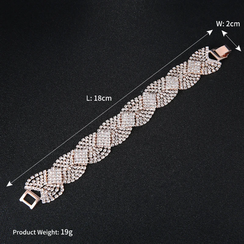 Silver Rose Gold Shiny Crystal Rhinestone Charm Bracelet &amp Bangle For Women Party Prom Dress Accessories Wedding Bridal Jewelry |