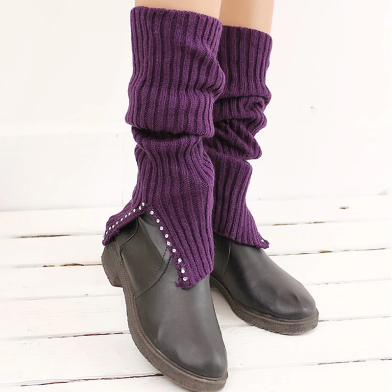 Женские зимние носки Стразы длинные женские повседневные теплые однотонные