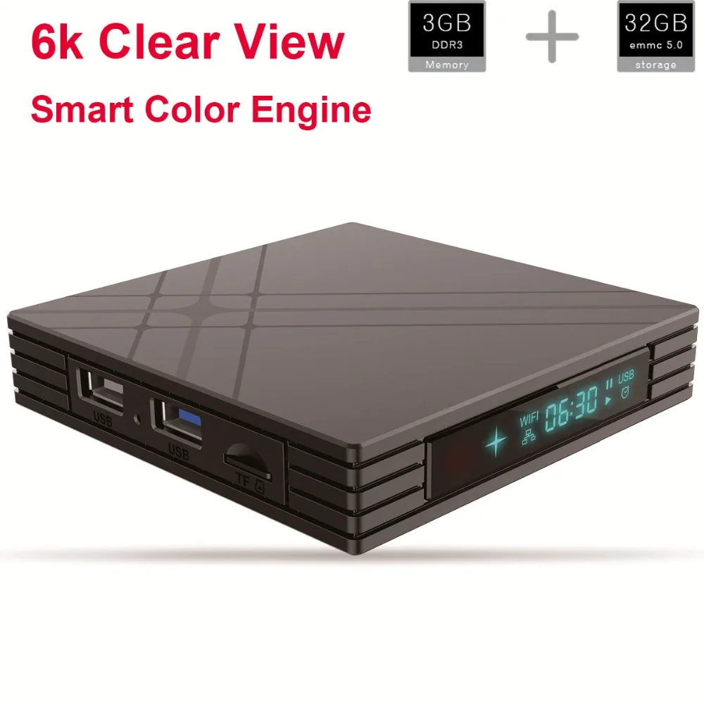 Мини ТВ приставка EACHLINK H6 Android 7 0 Allwinner 3 ГБ + 32 2 4G WiFi 100 Мбит/с USB3.0 BT4.1 Поддержка 6K HD smart