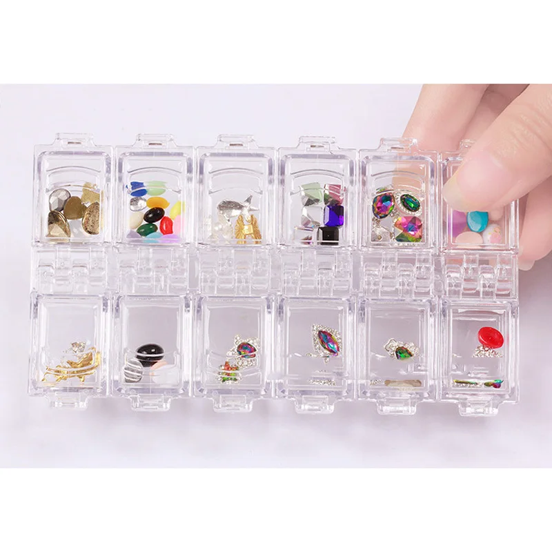 12 сольц акриловые коробка для хранения Организатор ногтей Книги по искусству