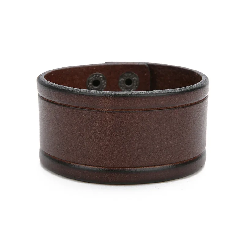 Мужской браслет LINSOIR винтажный широкий кожаный в стиле панк из коровьей кожи