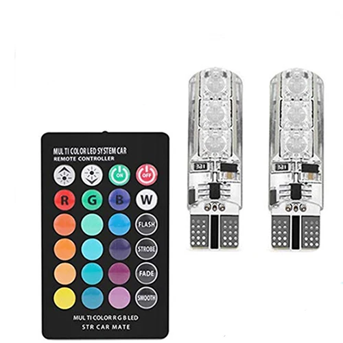 Лот Новейший цветной Автомобильный светодиодный светильник T10 12 SMD5050 RGB светодиодный W5W Автомобильный светодиодный светильник вспышка стробоскоп плавный режим - Испускаемый цвет: 1set T10