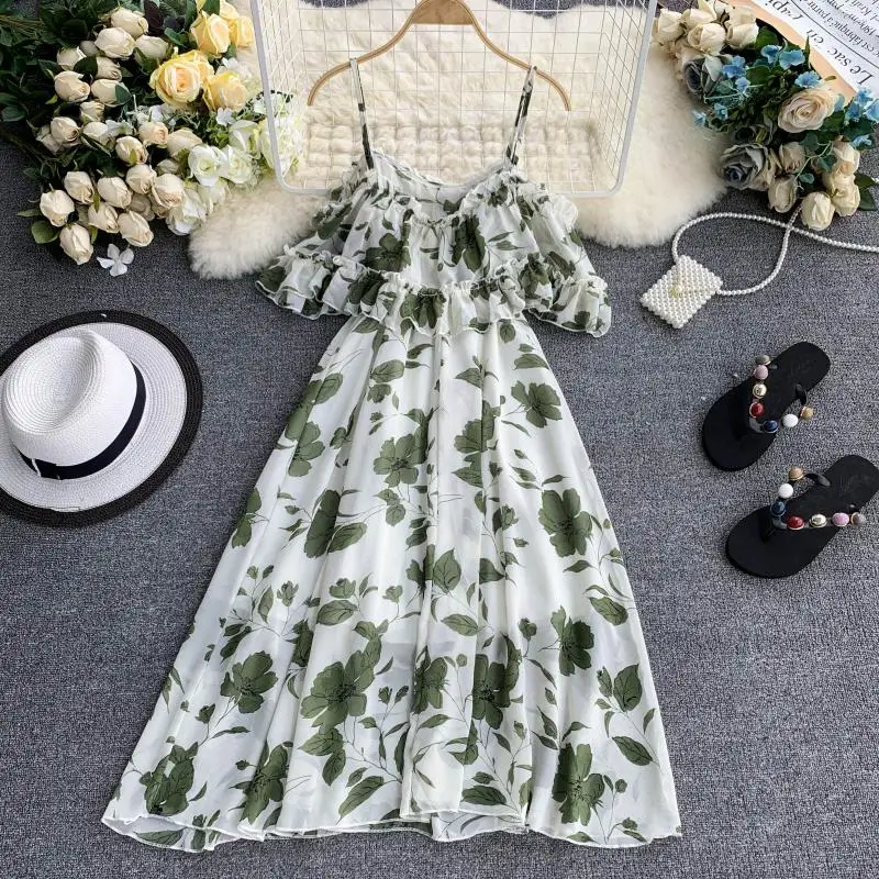 Женское шифоновое платье ALPHALMODA повседневное пляжное до середины икры с коротким