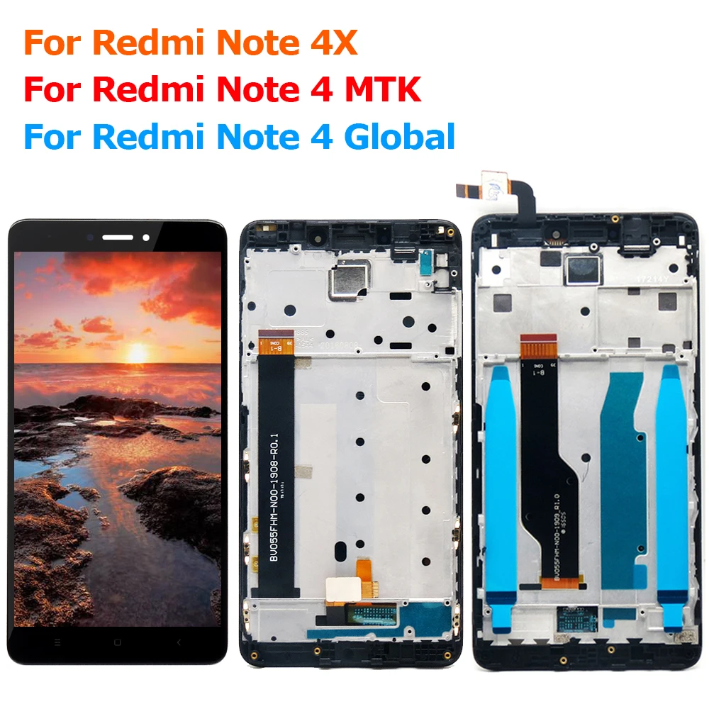ЖК дисплей в сборе для Xiaomi Redmi Note 4 Pro сенсорный экран с рамкой 4X 3G + 32G|Экраны