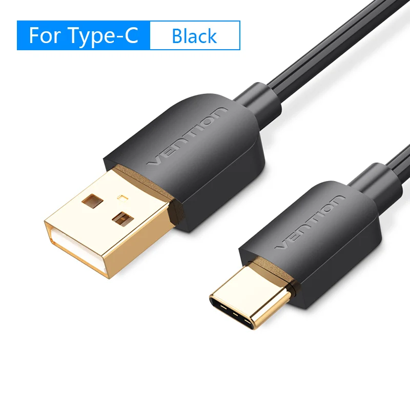 Black for Type-C Vention Micro USB кабель для samsung usb кабель для зарядки супер скорость 1,5 м 1 м USB кабель для синхронизации данных для XIaomi huawei Android кабель - Цвет: Black for Type-C
