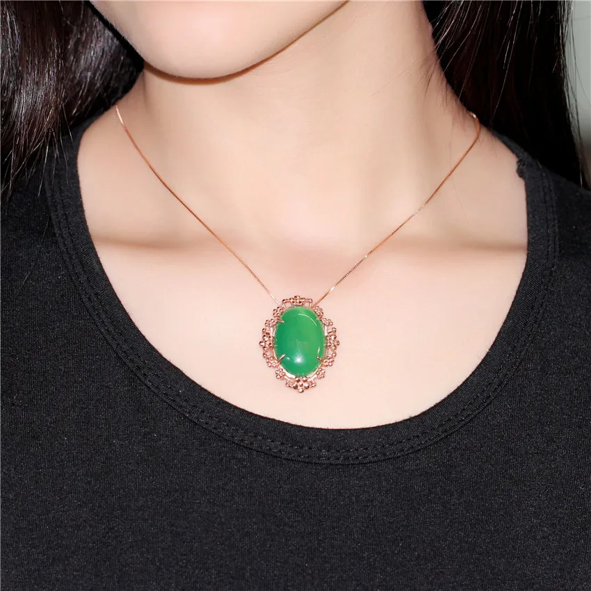 Ожерелье из халцедона с камнями Almei 16ct зеленые овальные круглые подвески для шеи