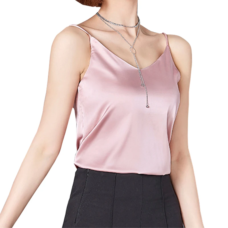 LJSXLS Camisole летняя элегантная майка с v образным вырезом топ без рукавов лямкой на