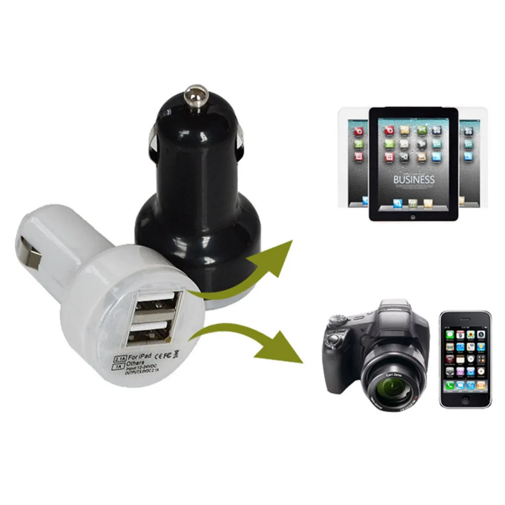 Универсальное автомобильное зарядное устройство 2.1A/1A с двумя usb портами 2 порта
