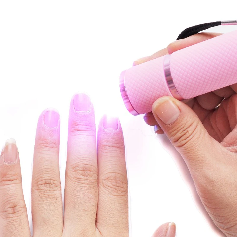 2018 1pc Mini 9 LED uv Gel Curing Lamp without battery Portability Nail Dryer Flashlight Currency Detector Aluminum Alloy|curing lamp|gel curing