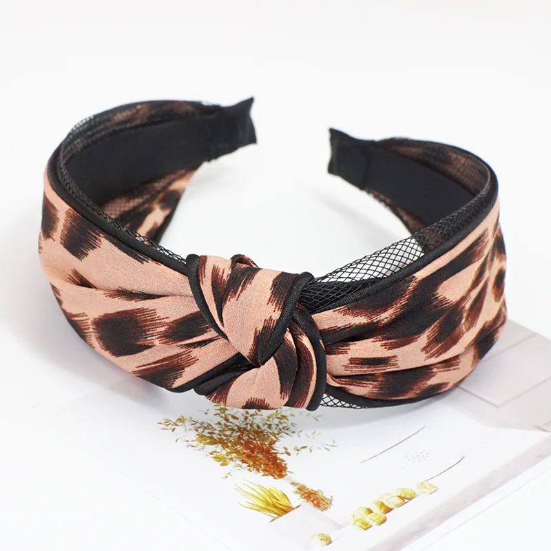 

1PC Cute Knot Plastic Leopard print Hairbands Headbands for Women Girls Fabric Floral Print Hairband Wide Hair Band Accessories