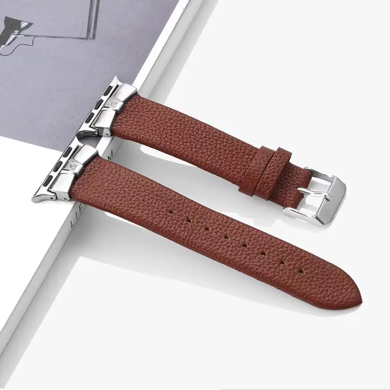 Ремешок кожаный для Apple Watch Band 38 мм 42 40 44 классический модный браслет iWatch Series