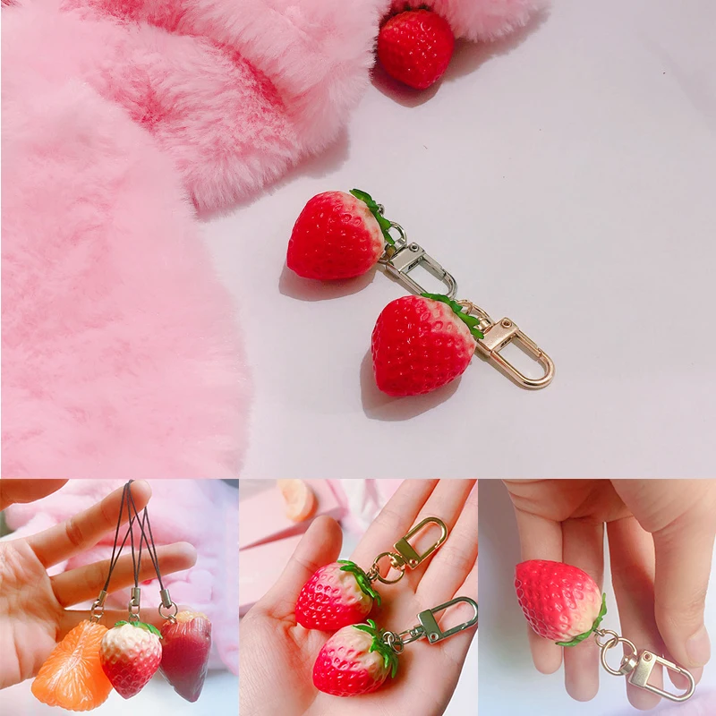 Модная красная клубника оранжевый прекрасный Шарм кулон кошелек сумка