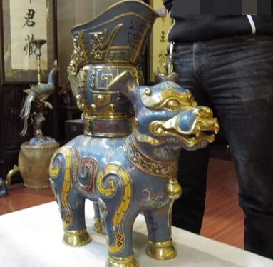 Xiuli 003379 100% бронза 24K золото позолота Cloisonne крупного рогатого скота монстров Бог Zun
