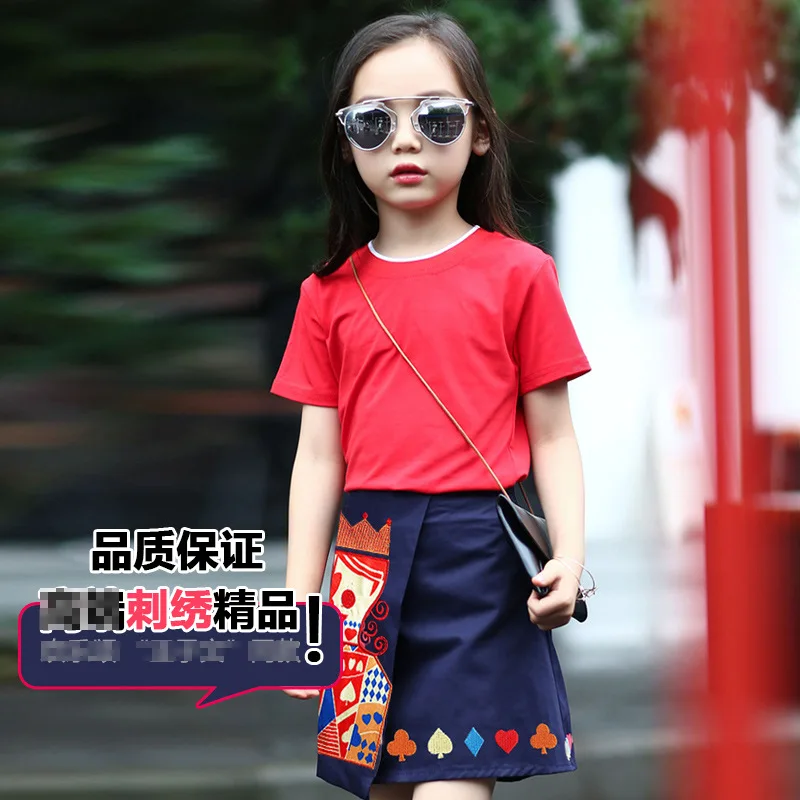 2017 г. Новая модная летняя детская красная футболка с короткими рукавами для