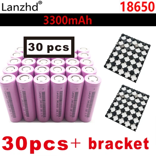 30 pcs and bracket 8-30 шт 18650 с фиксированным кронштейном батареи 3,7 V Li ion 3300mAh 30A 18650VTC7 INR18650 батарея 18650 держатель и Сращивание кронштейн - Цвет: 30 pcs and bracket