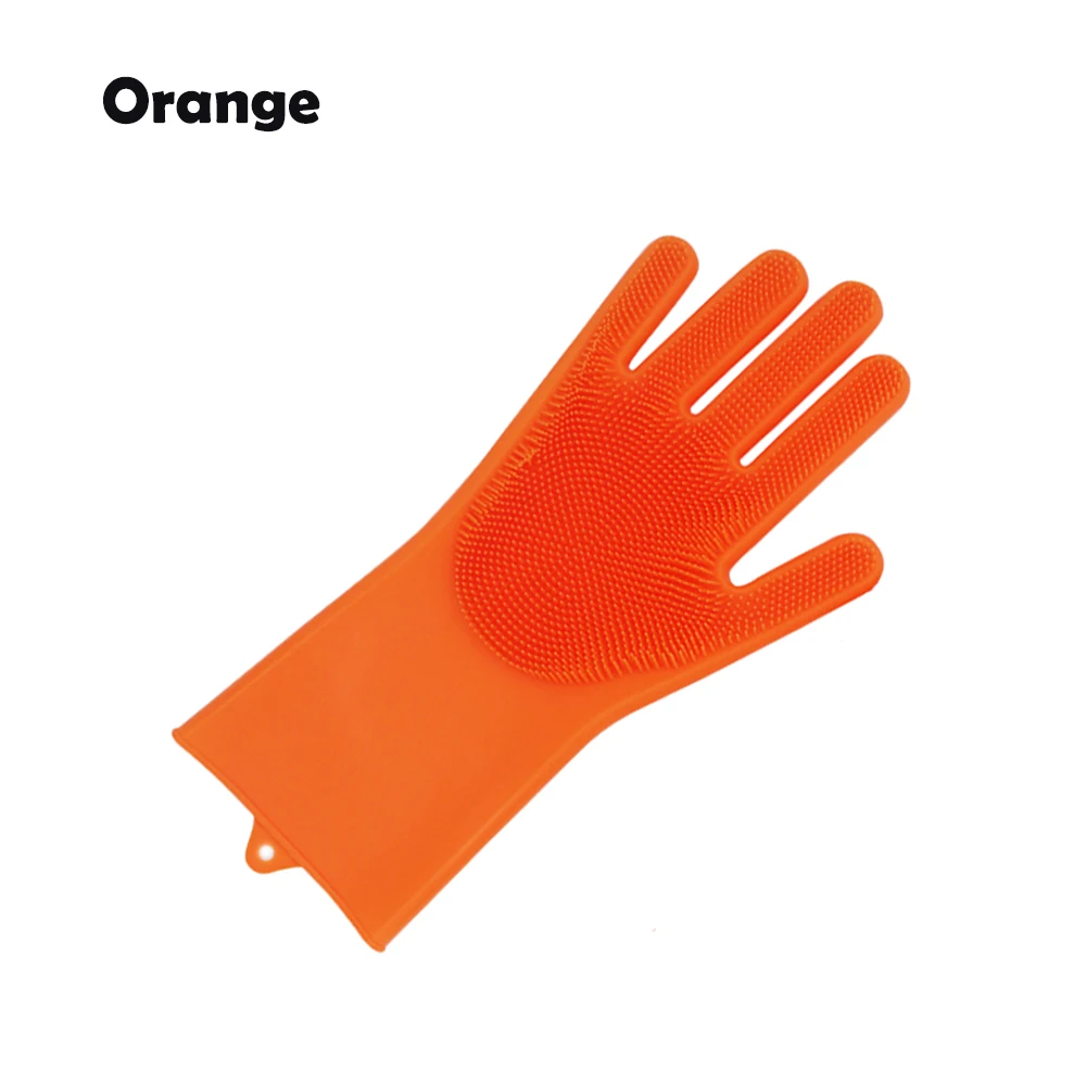 Orange right 1 шт. силиконовые перчатки волшебные блюда моющиеся перчатки с чистящая щетка кухонные инструменты автомобильный питомец Очищающая перчатка-щетка - Цвет: Orange right