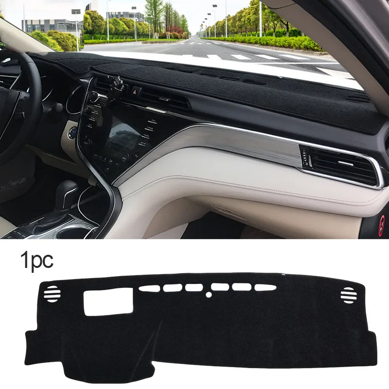 Black border 1pc Коврик для приборной панели автомобиля SEAMETAL для Toyota Camry 8th XV70, накладка на приборную панель автомобиля с защитой от УФ-излучения, светоотражающие автомобильные аксессуары - Название цвета: Black border 1pc