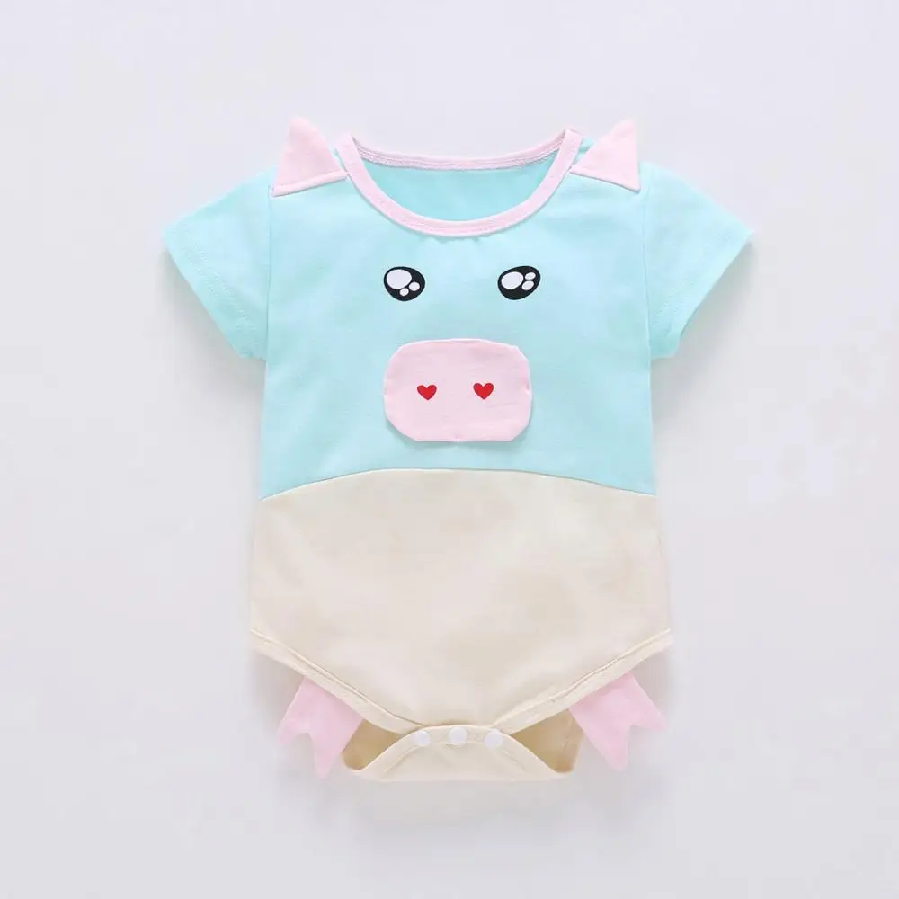 pig Комбинезоны для новорожденных от 0 до 18 месяцев Комбинезоны для маленьких девочек с короткими рукавами и принтом папы Детский комбинезон одежда из хлопка для мальчиков Комплекты для младенцев - Цвет: pig