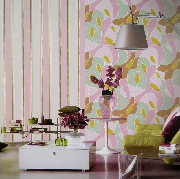 Новая мода классический порошок желтый розовый абстрактный арт обои полоса