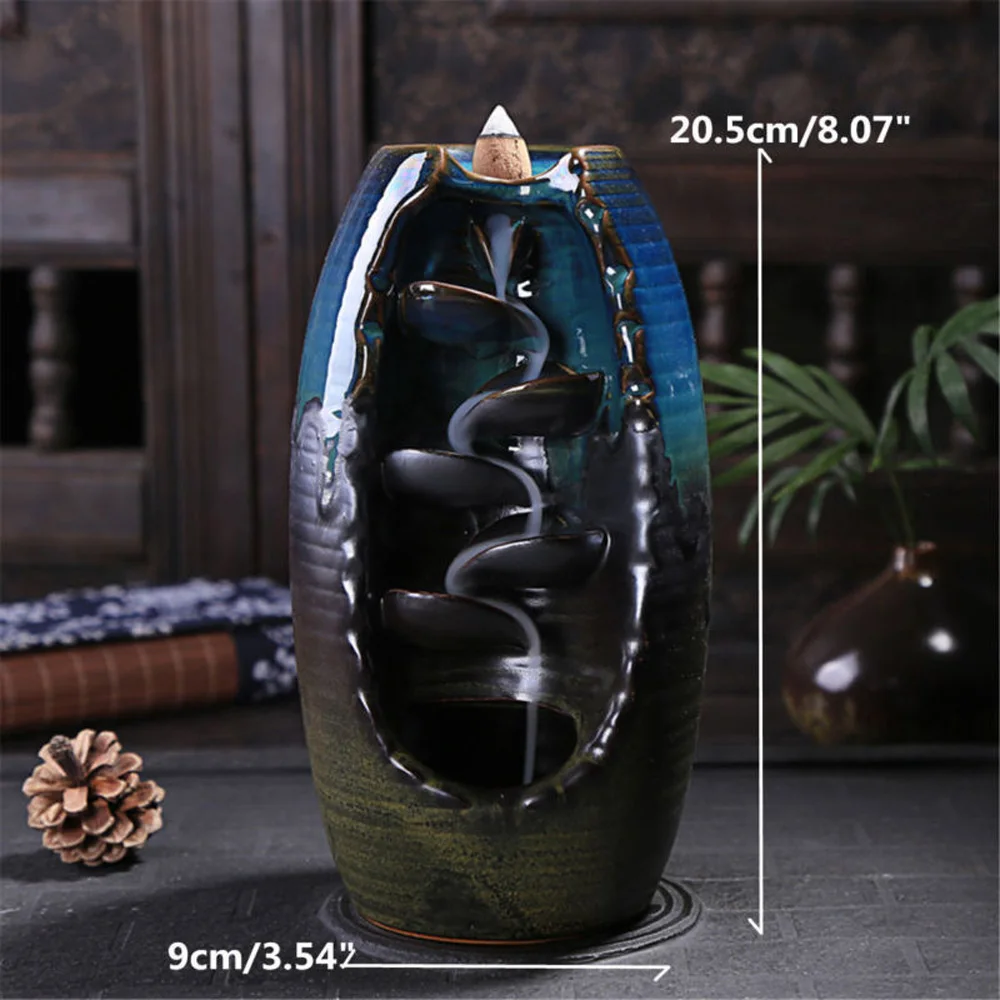 

Incense Burner Backflow Incense Ceramic Craft Living Room Incense Ddiffuser Home Office Mountain River Handicraft Incense Holder