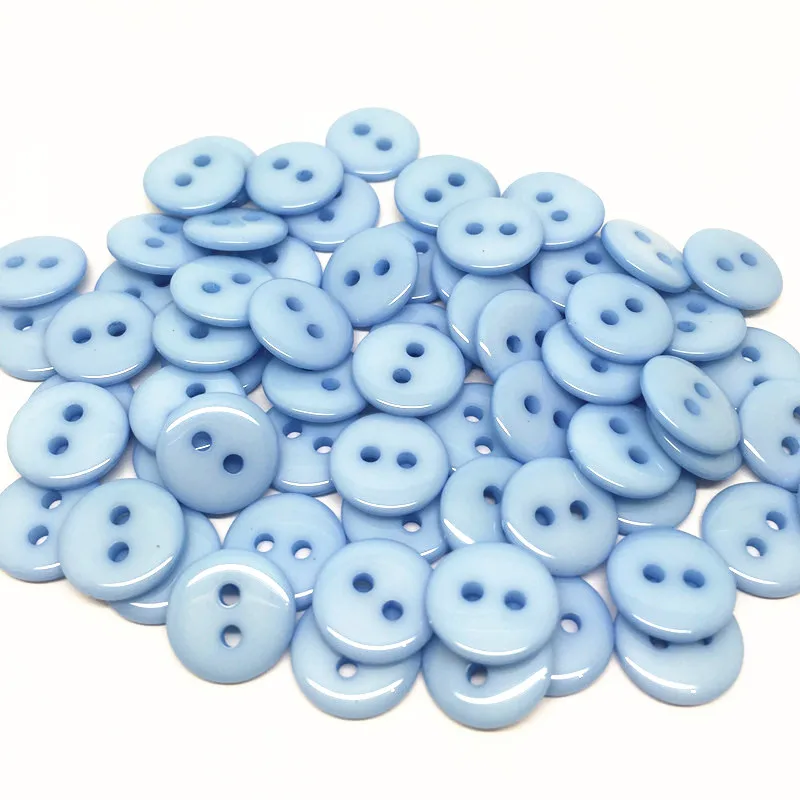 

300pcs 11mm Skyblue Buttons With 2 Holes Round Resin DIY Crafts For Sewing Scrapbooking