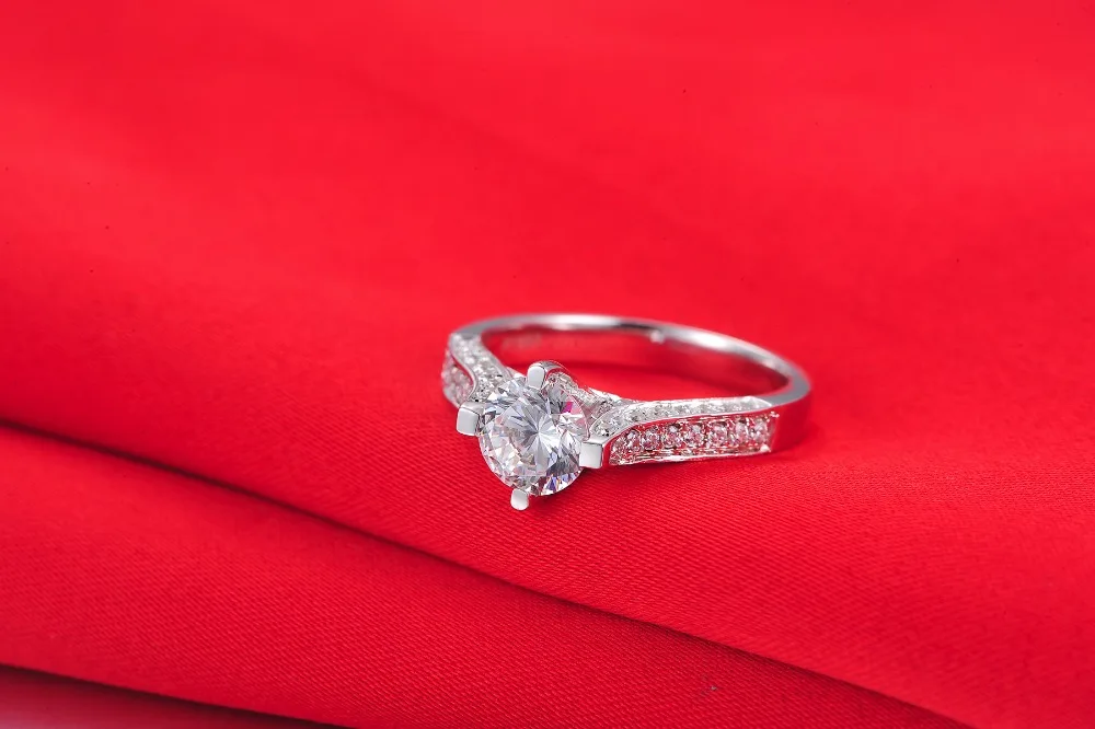 

Vintage 2CT Round Moissanite Diamond Ring Women Finger Ring Engagement 14K White Gold Wedding Ring Test Positive C&C Certificate