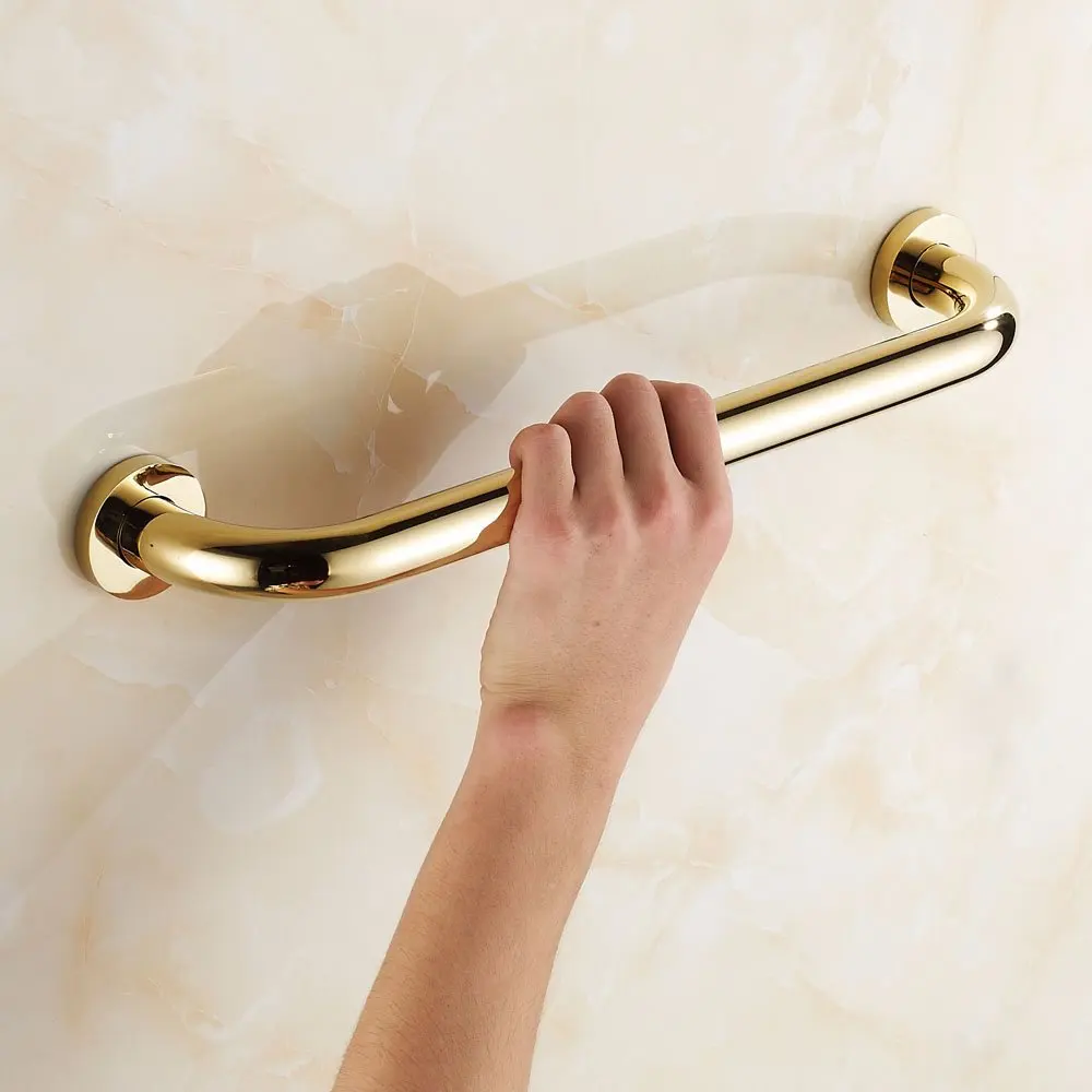 

Leyden Gold Finish Brass Bathroom Accessory Straight Grab Bar Assist Safety 30/35/40/45/50CM Anti-slip Grip Handrail Bathtub