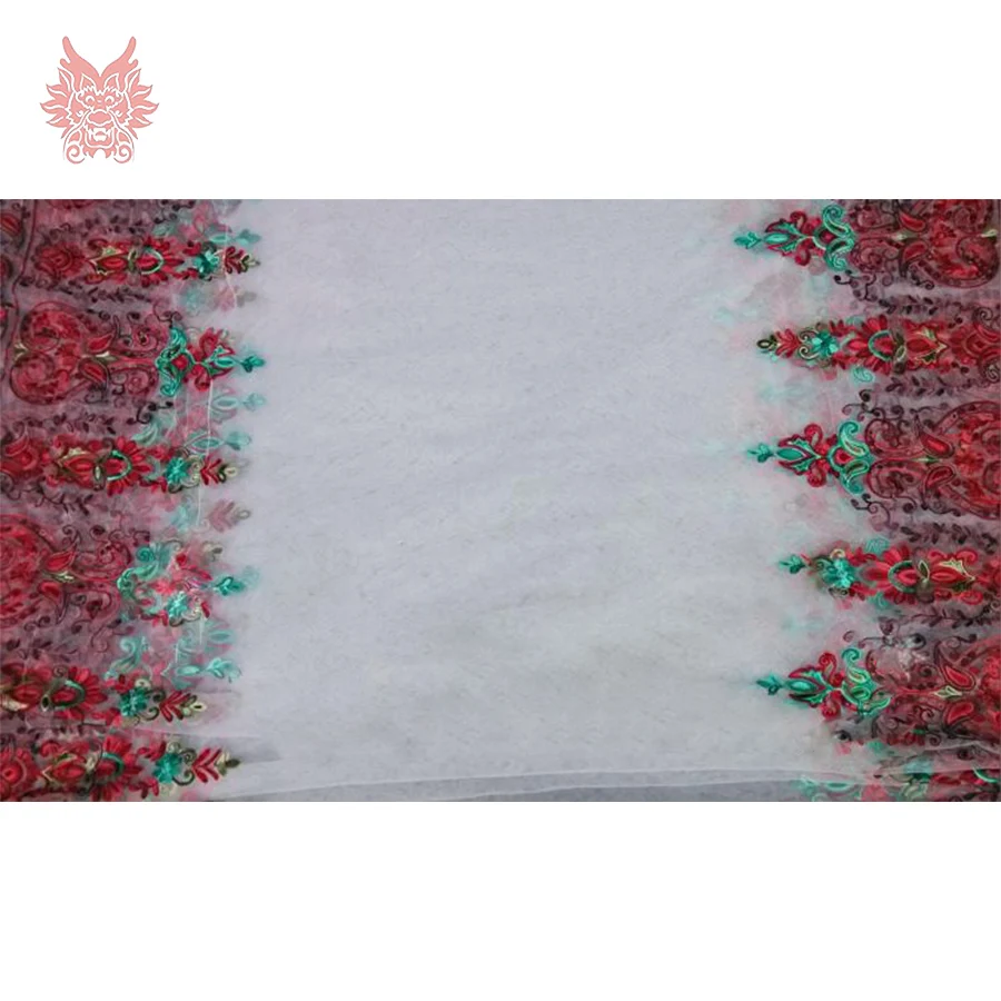 Американский стиль бохо Цветочная вышивка Сетка кружевная ткань для платья