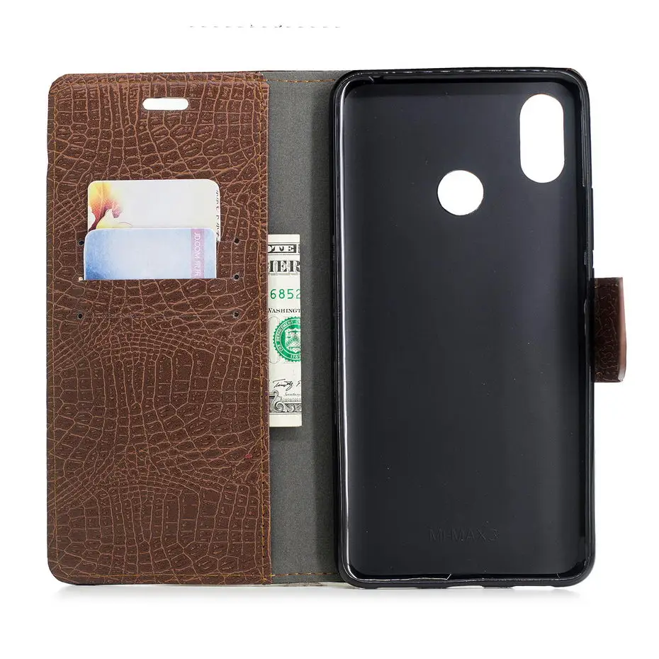 Mixed Colors Crocodile skin Case For Xiaomi Mi Max 3 Pu Leather Wallet Business Card Slots Phone Cover | Мобильные телефоны и