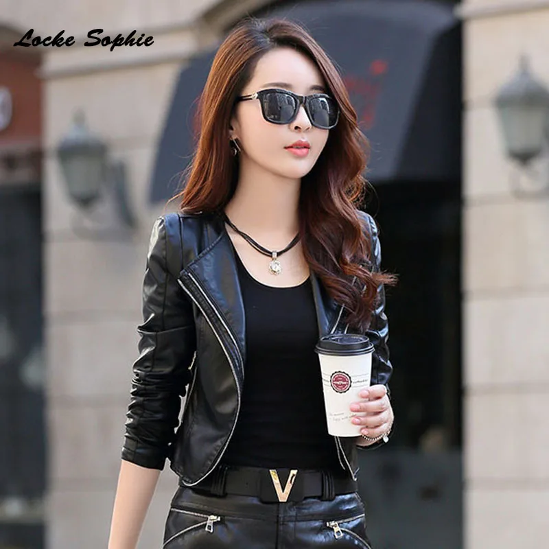 1pcs Women's Plus size Short Jacket Coats 2021 Spring Faux Fur PU Leather Splicing Small Jacket ladies Skinny locomotive coats