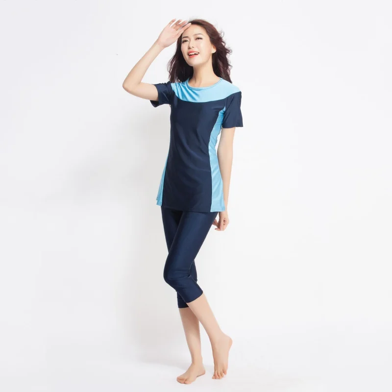 Arrivals 1set Women Short sleeve muslim swimsuit swimwear modesty style Muslimah Swim Clothing Islamic Wear S-3XL j2 |