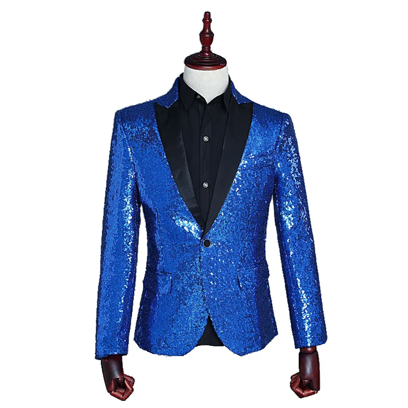 

Korean Version Sequined Slim Casual Men's Suit Jacket Survette Homme Blezer Masculino