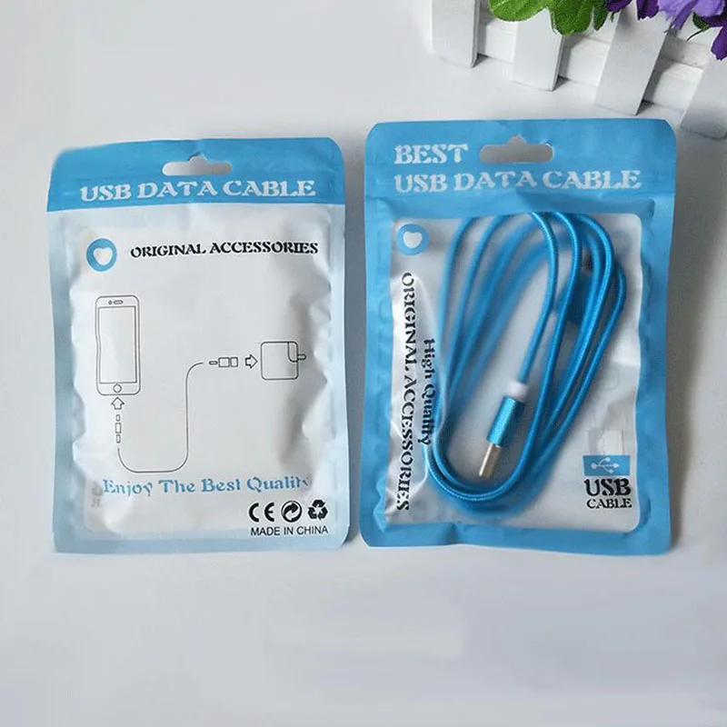 500 шт./лот сумка на молнии для зарядного устройства Micro USB кабель синхронизации