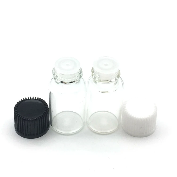 3ml Clear With Mix 5 шт. 1 мл 2 мл 3 мл 5 мл мини Янтарная жидкая стеклянная бутылка с отверстием редуктора и крышкой маленькие флаконы для эфирных масел - Цвет: 3ml Clear With Mix