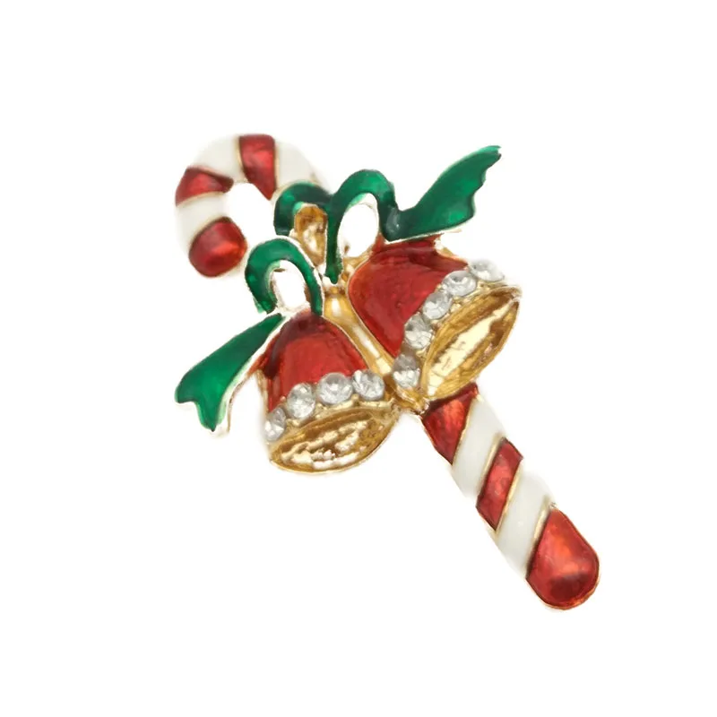 

Christmas Brooch Pins Crutch Rhinestone Enamel Bell Scarves Decor Winter Creative Jewelry Women Gifts