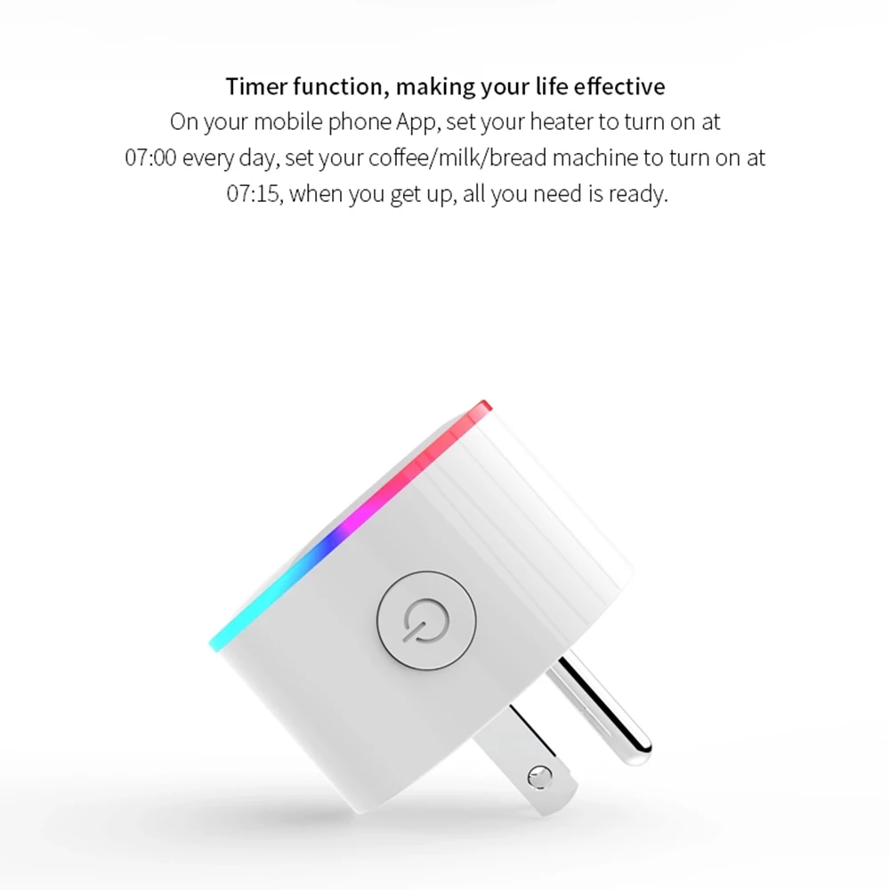 Wifi Smart power Plug Mini US Socket цветной светодиодный rgb свет Домашний Комплект 10A Голосовое