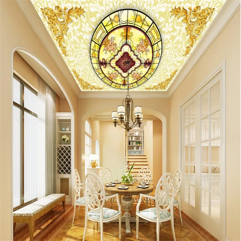 

beibehang Custom 3d wall paper pattern pattern European zenith murals ceiling fresco background
