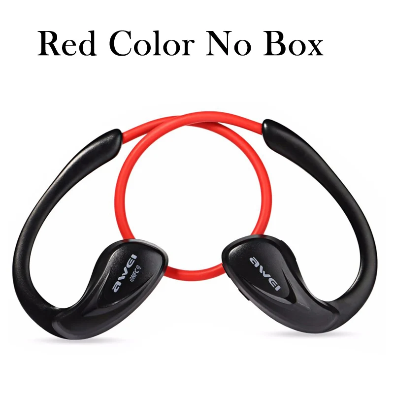 Red no box Awei NFC hands free стерео спортивные наушник блютуз беспроводные наушники гарнитура бега с микрофоном вкладыши earbuds микронаушник aptx hd hi fi для телефона андроид Xiaomi Redmi Mi Apple iPhone Huawei Honor Samsung - Цвет: Red no box