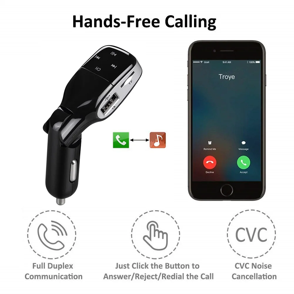 Konrisa Aux Bluetooth FM передатчик модулятор адаптер Dual USB зарядное устройство Handsfreee