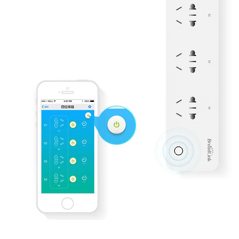 BroadLink MP1 Смарт Мощность розеток отдельно Управление этикетки Wi-Fi пульт для Управление 4 розетки Мощность разъем для Умный дом автоматизации
