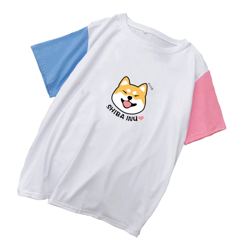 Женские футболки Harajuku Kawaii Shiba Caroon Графические летние новые цветные хлопковые