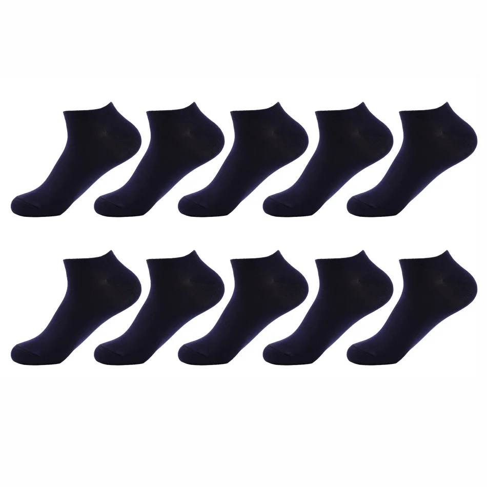10 pairs navy 10 пар, высококачественные повседневные мужские носки в деловом стиле, хлопковые брендовые носки для кроссовок, быстросохнущие черные белые короткие носки для мужчин - Цвет: 10 pairs navy
