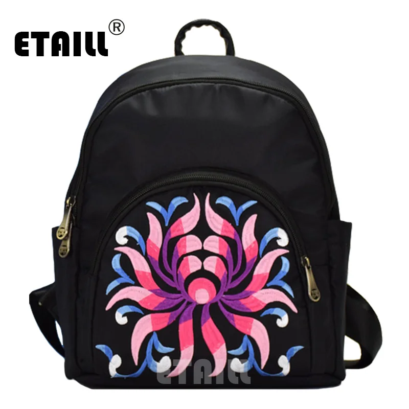 ETAILL модный Традиционный китайский стиль вышитый Нейлоновый Рюкзак Школьная