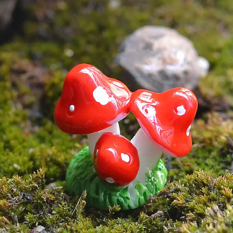 4 цвета красный Мини Гриб изделия из смолы сказочные садовые миниатюрные