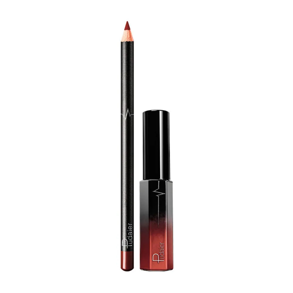 Pudaier Cosmetics 2 шт. бархатная матовая долговечная жидкость губная помада Водонепроницаемая подводка набор увлажняющий крем для красоты пигментированные помады