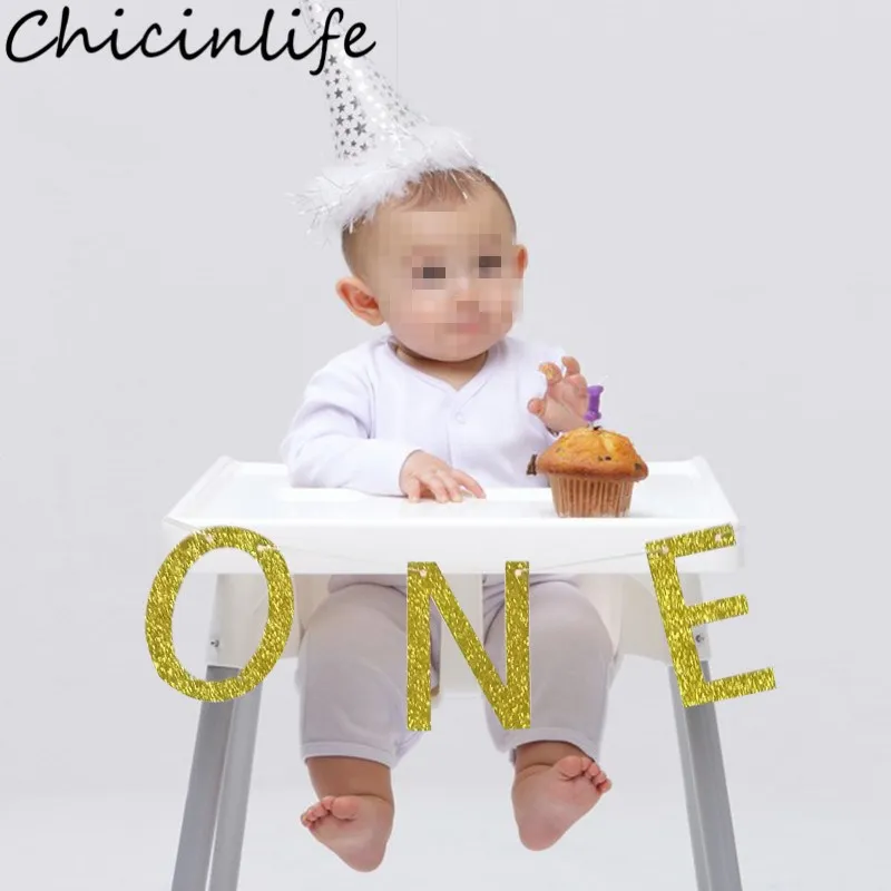 Chicinlife 1 комплект золотой один на стул баннер для вечеринку в честь первого дня