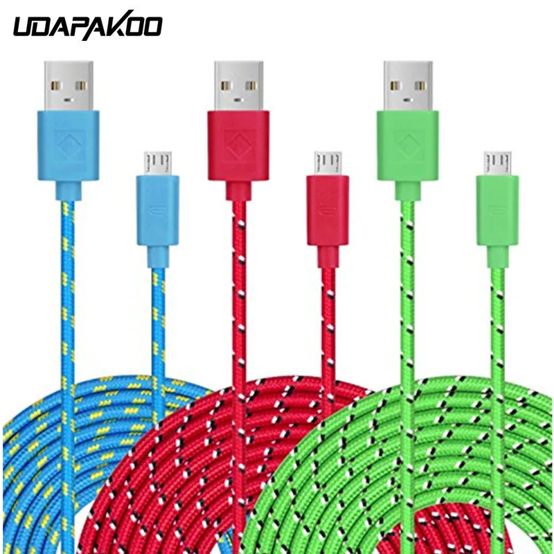 Подлинная A + качество Micro USB плетеный нейлоновый шнур зарядного устройства для