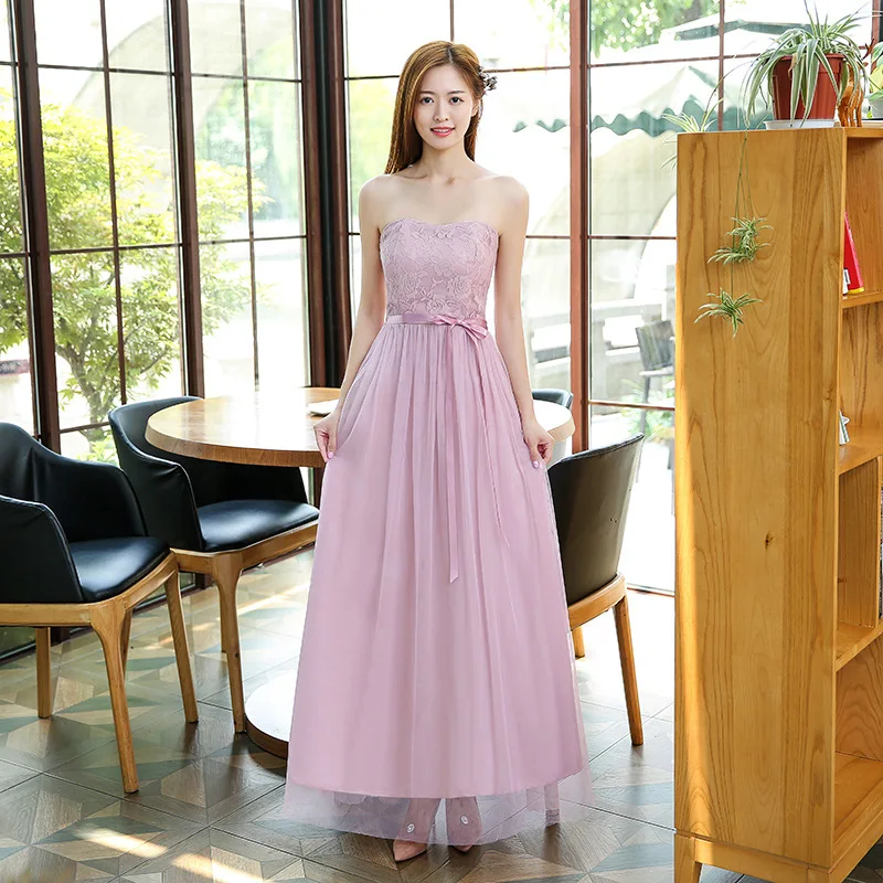 Dust Pink A Beauty Emily длинное розовое Недорогое Платье для подружки невесты элегантное платье с вырезом "лодочка" с открытыми плечами свадебное платье для гостей много стилей доступны - Цвет: Dust Pink A