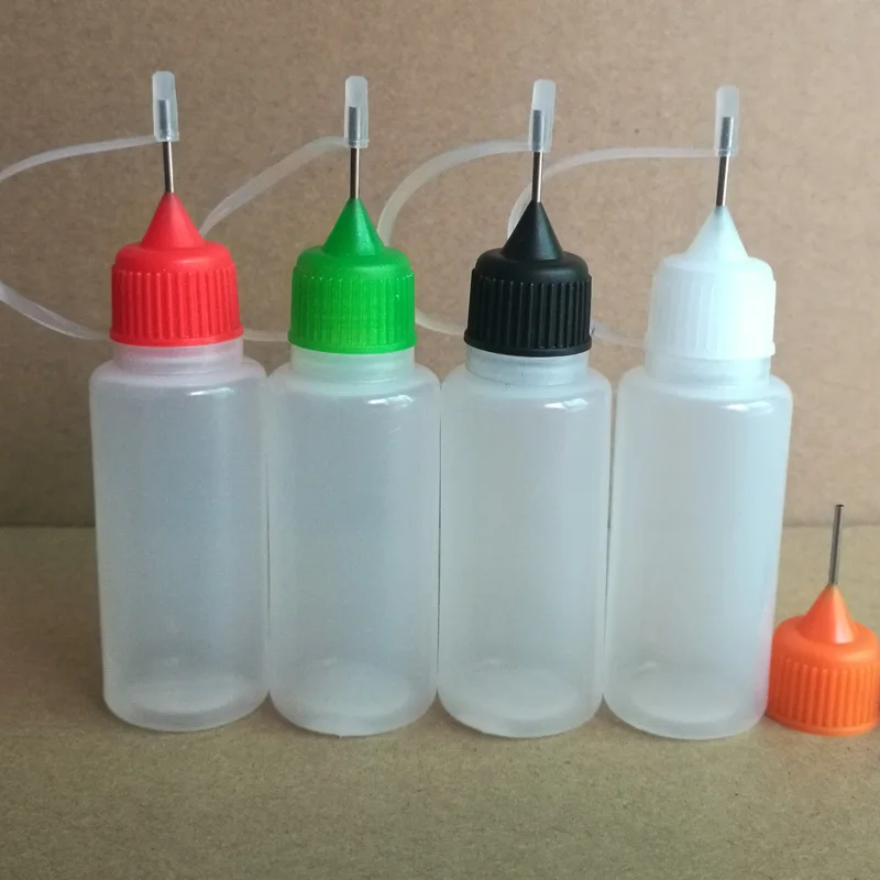 

1000pcs/lot, 15ml Needle Bottle LDPE Dropper Bottles With Screw Metal Needle Cap Empty Refillable Bottles For E Liquid Nail Gel